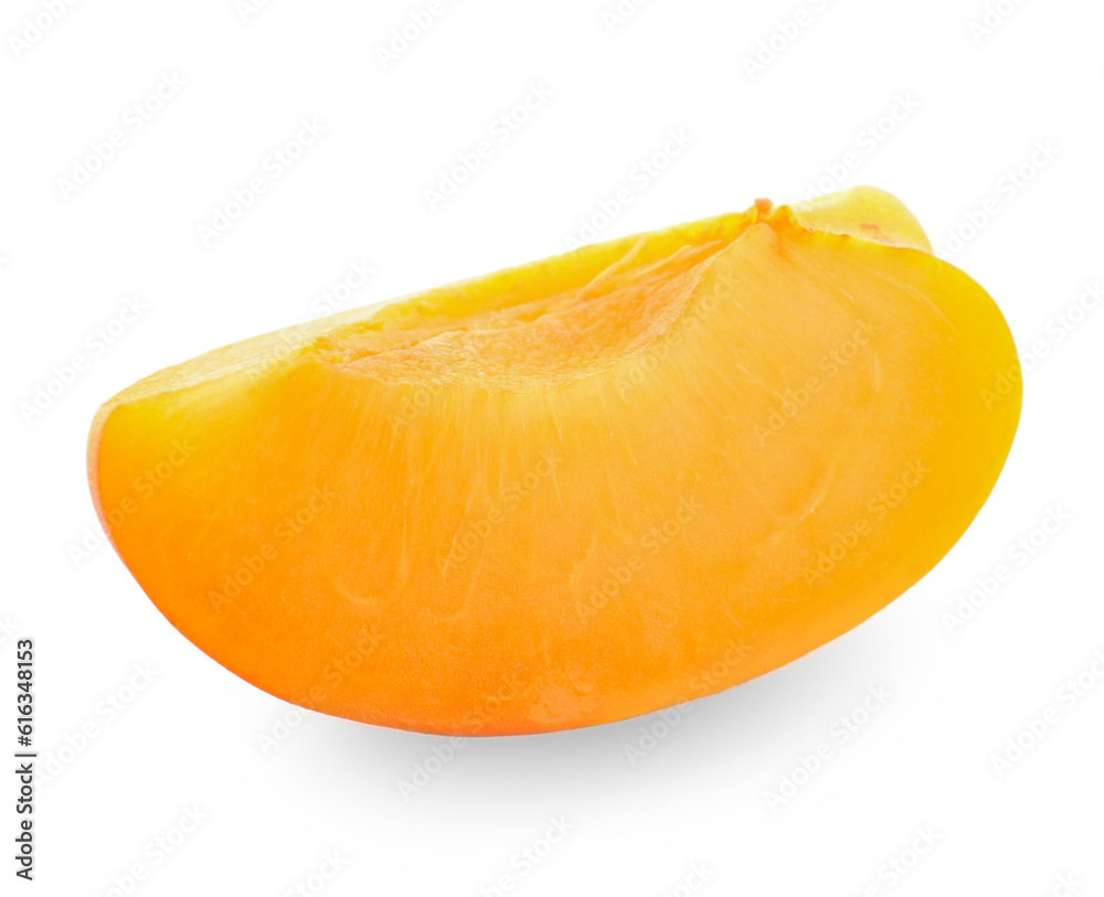 Piece of ripe apricot isolated on white background