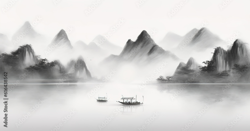 Chinese landscape ink painting