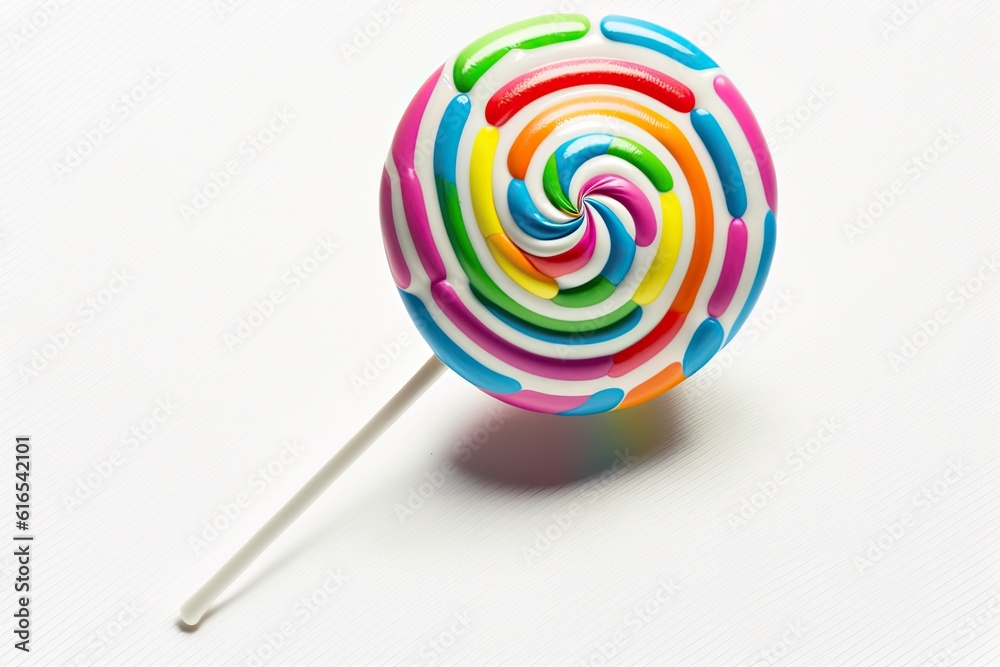 vibrant lollipop on a clean white surface. Generative AI