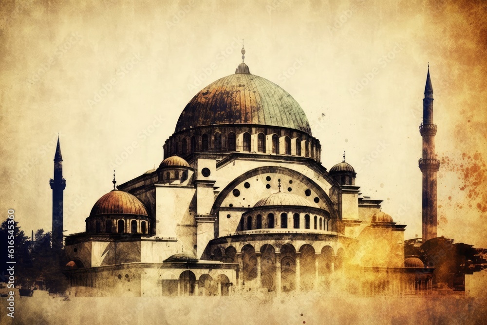 grand architectural masterpiece with a towering dome. Generative AI