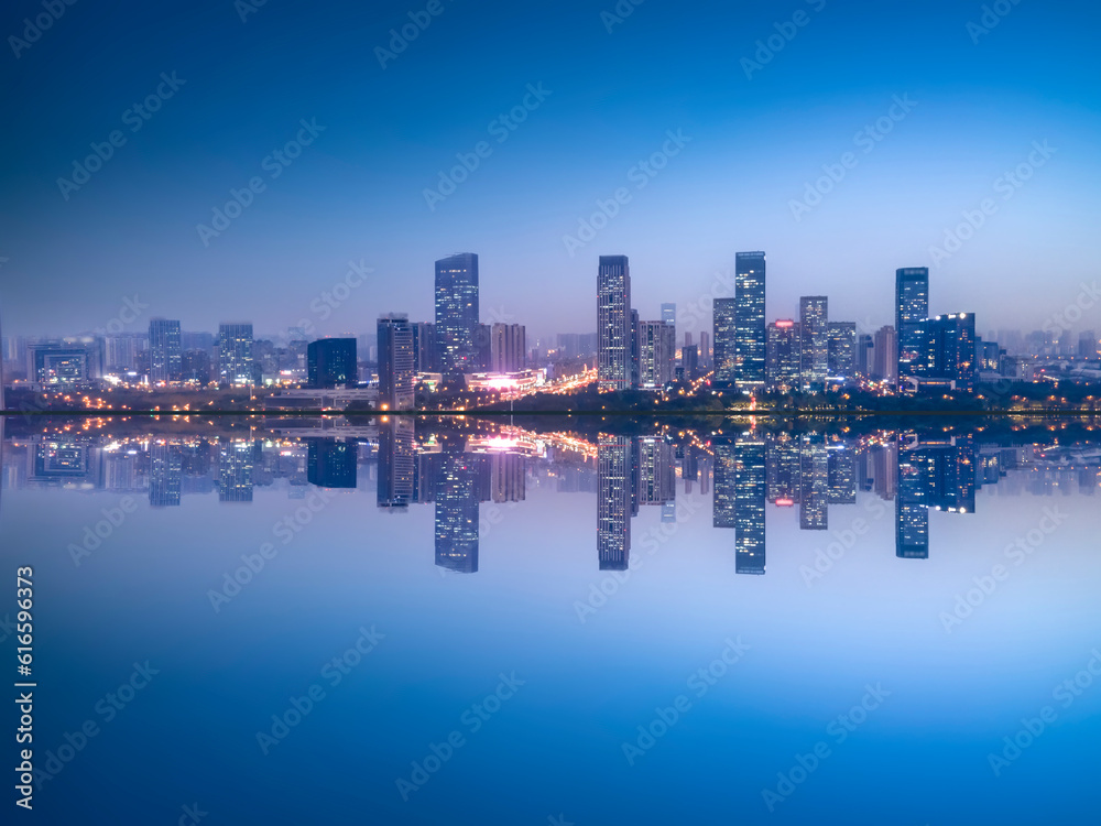 Aerial photography of Hefei city scenery at night