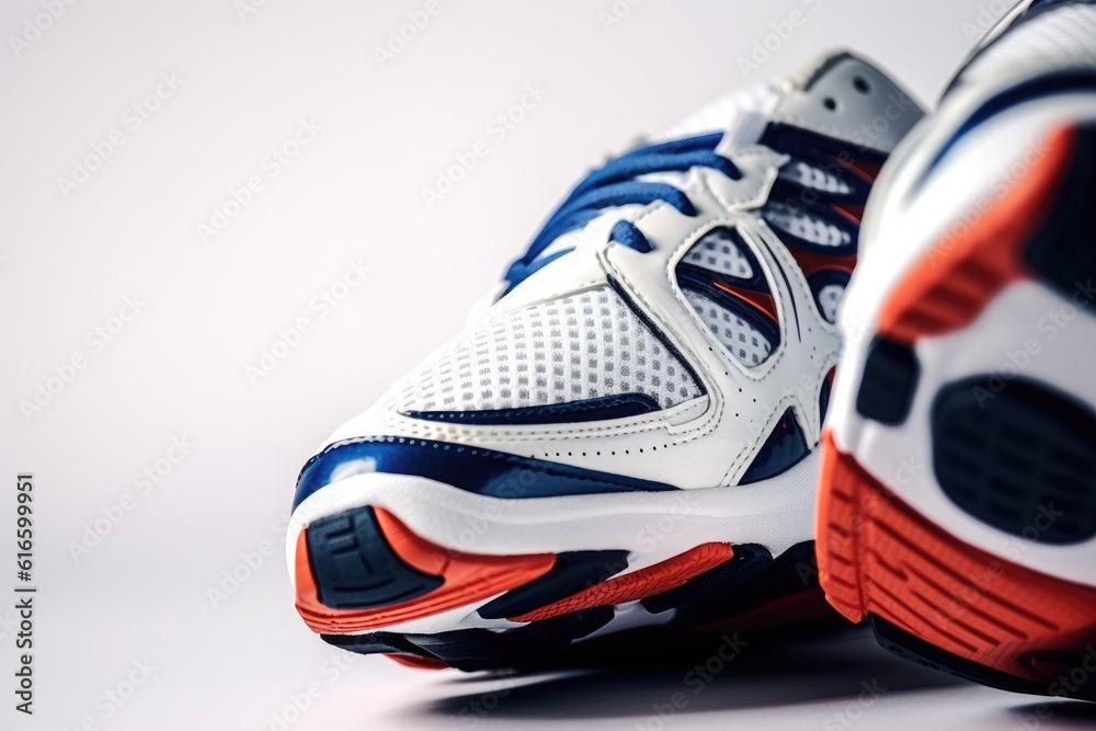 Sports shoes on white background. Generative AI