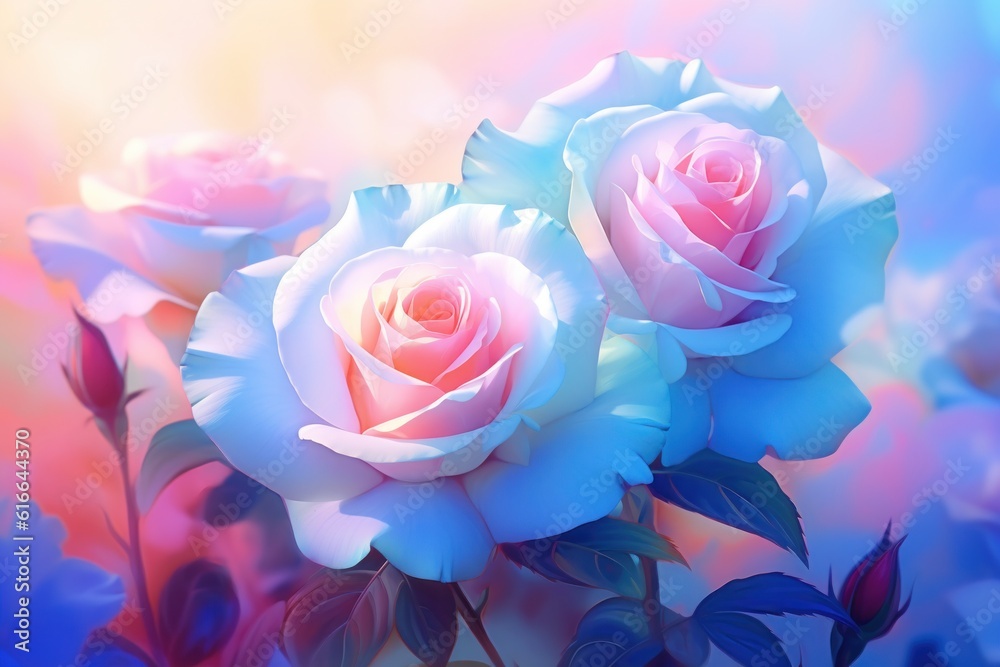 Rose natural background. Illustration Generative AI.