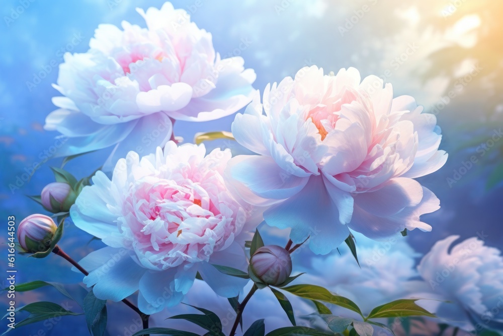 Peony natural background. Illustration AI Generative