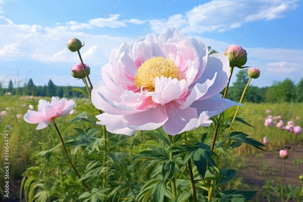 Peony natural background. Illustration AI Generative