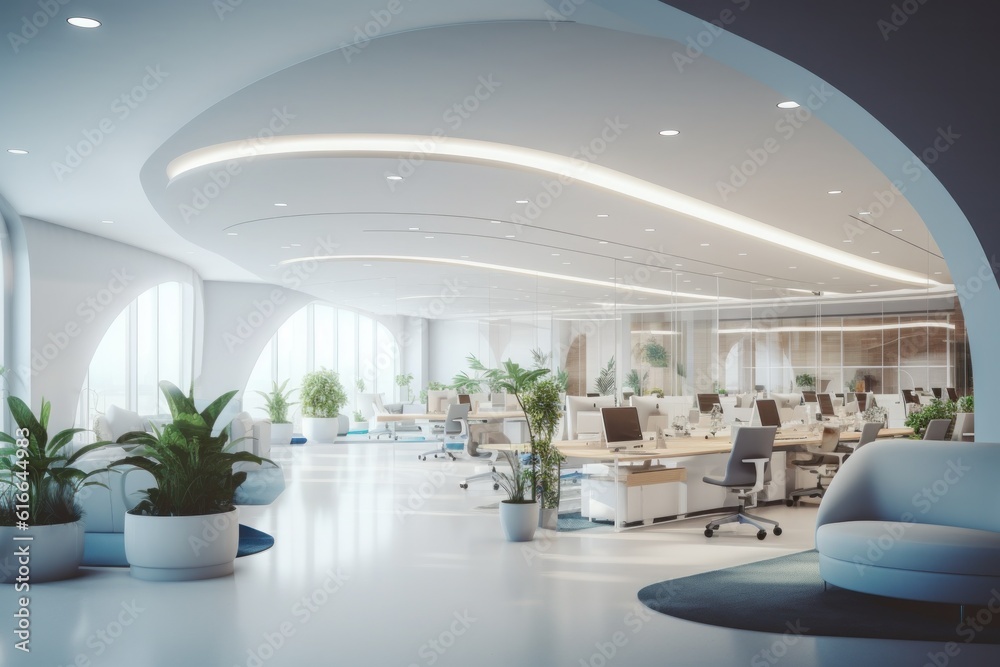 Modern office interior. Illustration AI Generative.