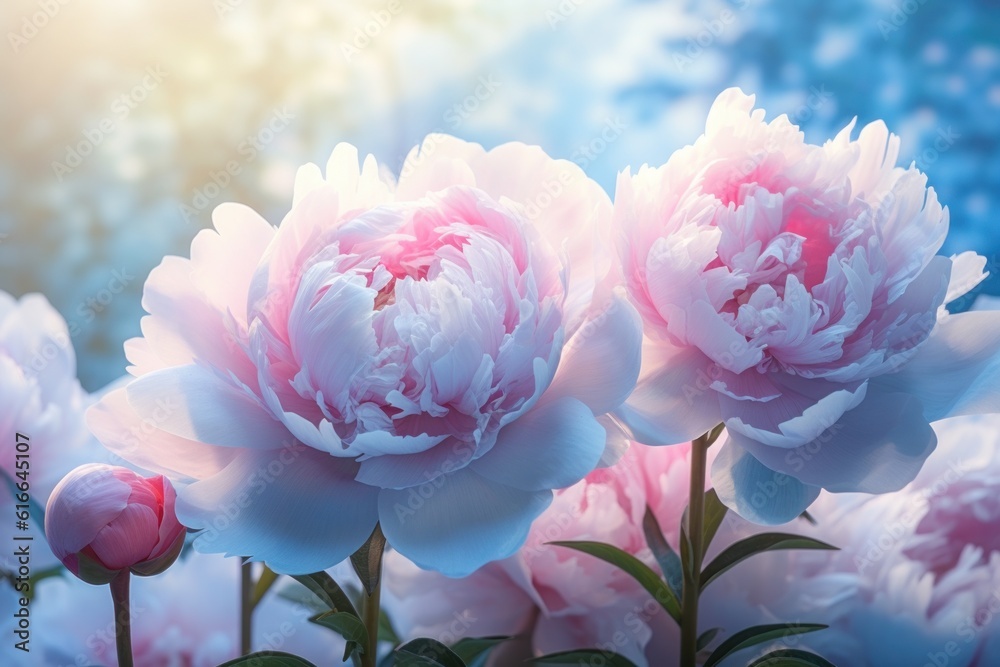 Peony natural background. Illustration AI Generative