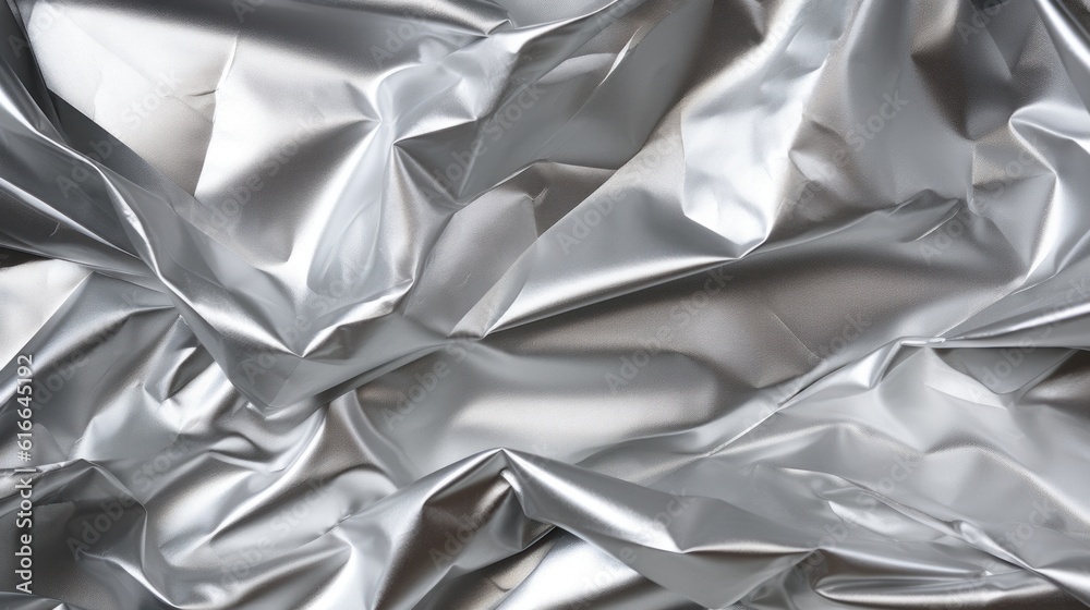 Crumpled foil texture Illustration AI Generative.