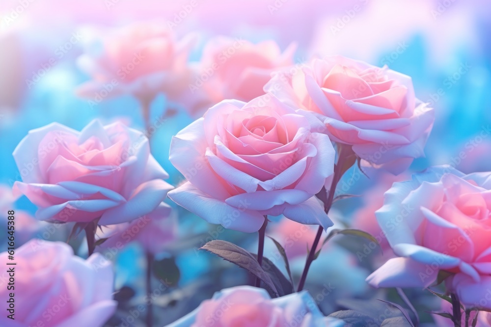 Rose natural background. Illustration Generative AI.