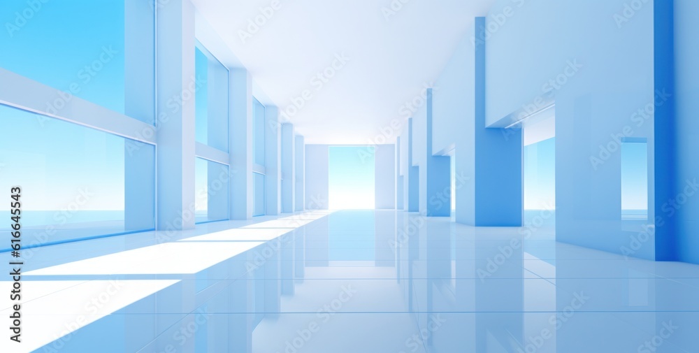 Blue and white futuristic structure background. Illustration AI Generative.