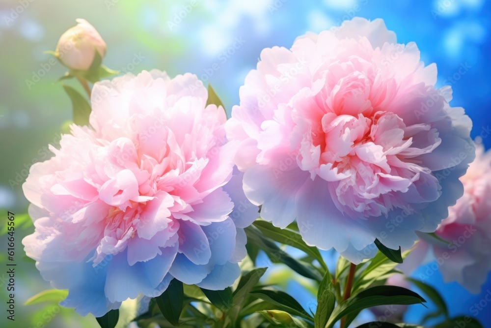 Peony natural background. Illustration AI Generative