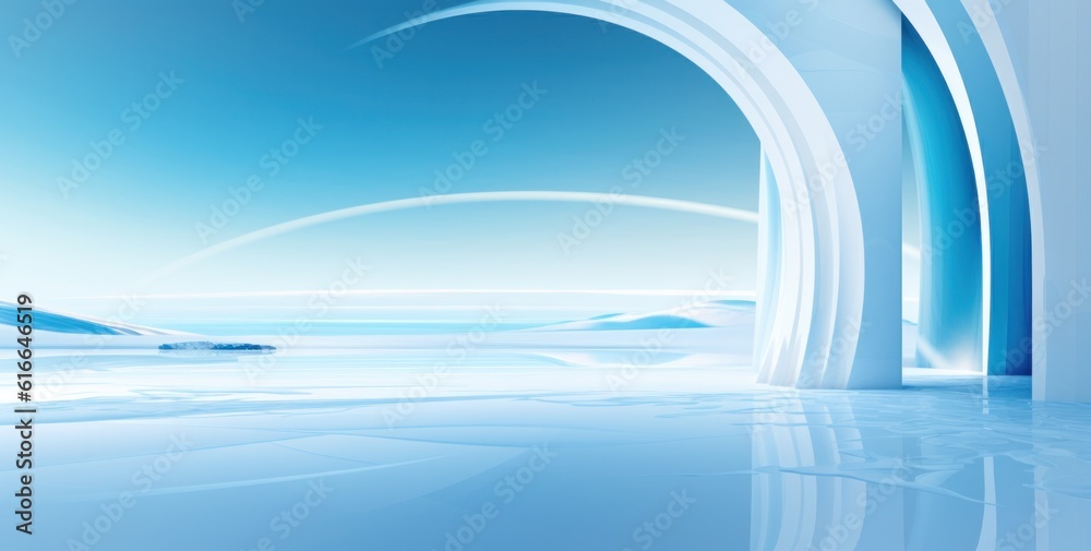 Blue and white futuristic structure background. Illustration AI Generative.