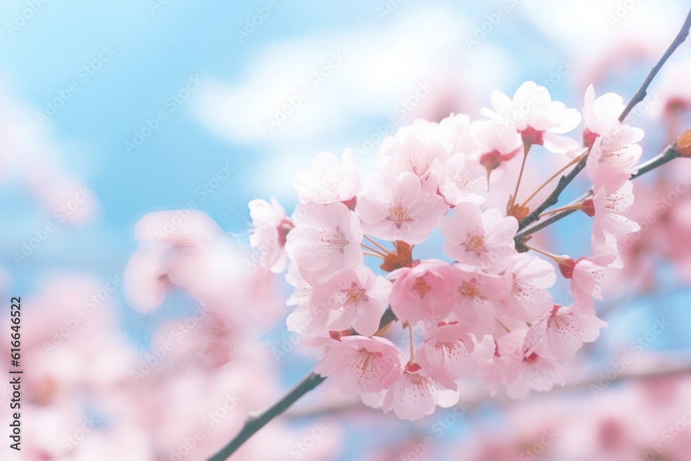 Cherry blossom background. Illustration AI Generative.