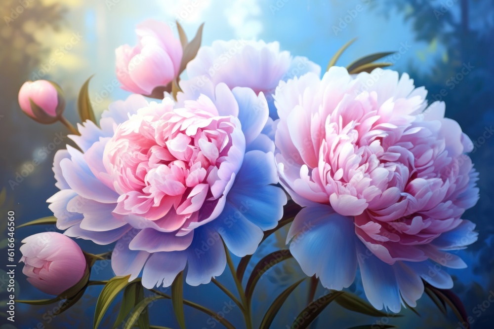 Peony natural background. Illustration AI Generative