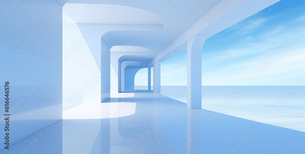 Blue and white futuristic structure background. Illustration AI Generative.