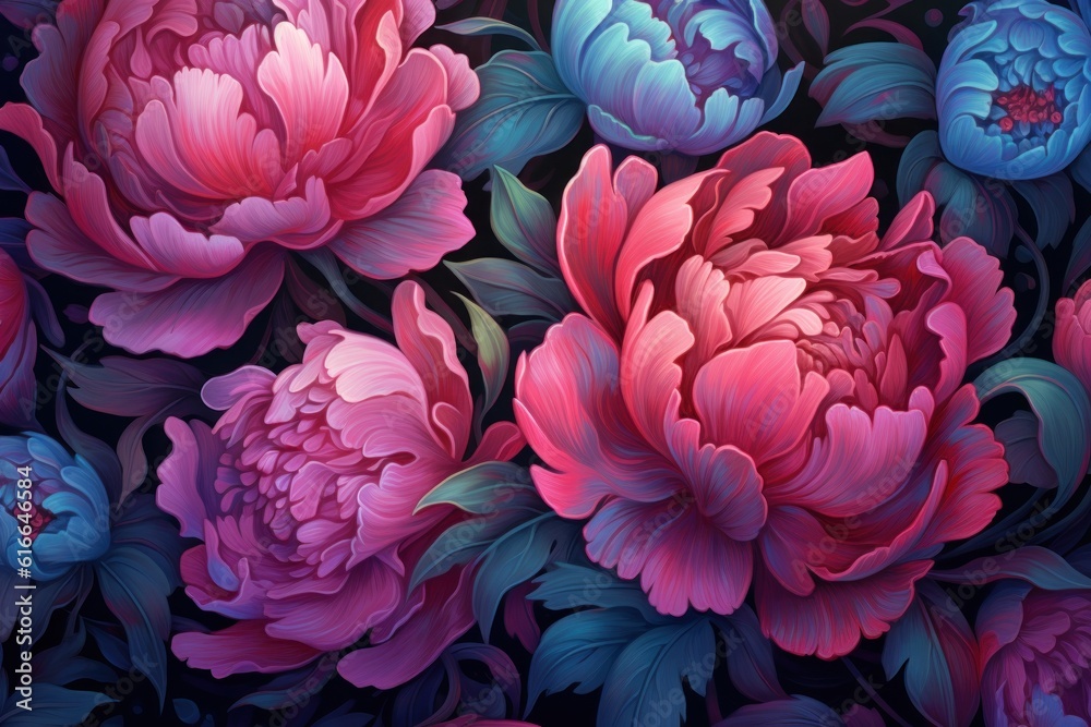 Peony natural background. Illustration AI Generative