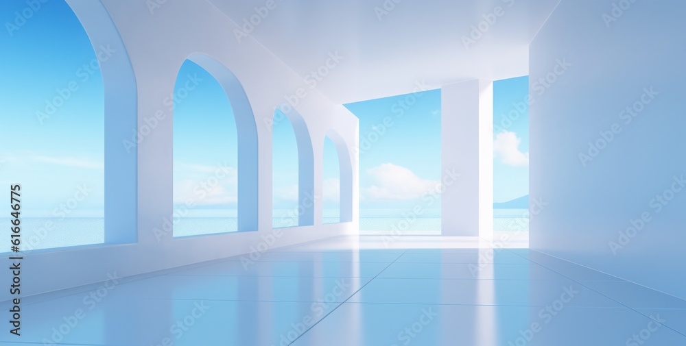 Blue and white futuristic structure background. Illustration AI Generative.