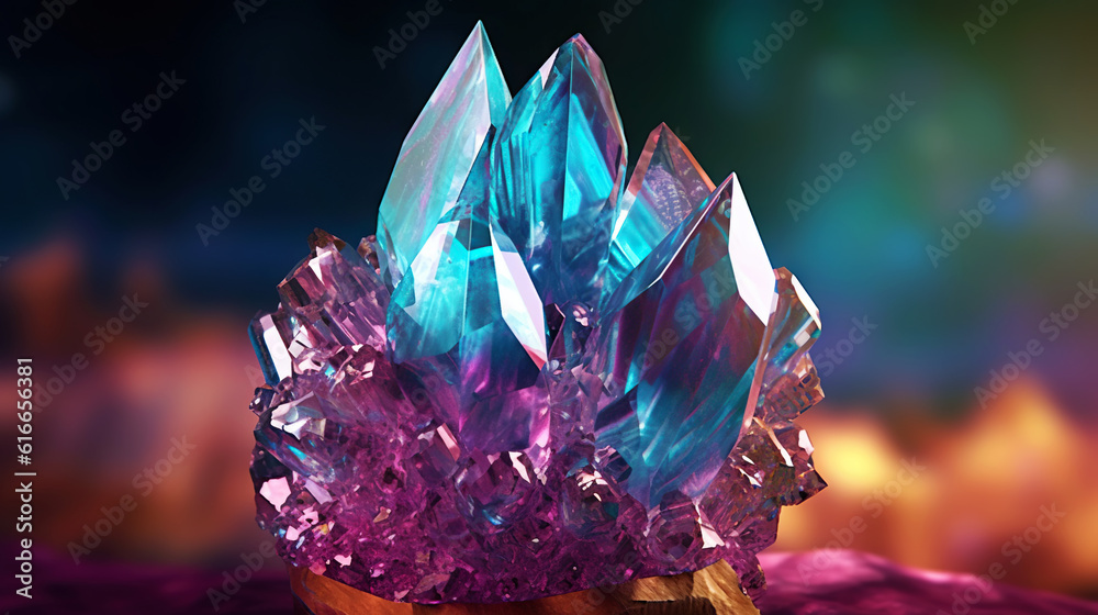 Amazing bright and shiny Alexandrite crystal cluster background. Jewel mineral detailed macro. Gener