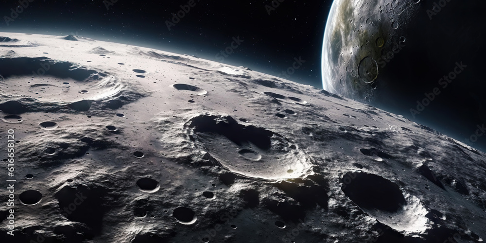 Moon surface with craters and space background. Universe beauty. Generatie AI