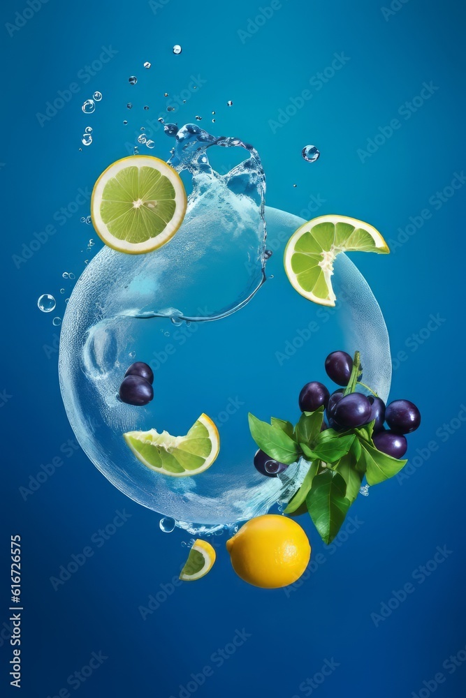 fruit in water splash