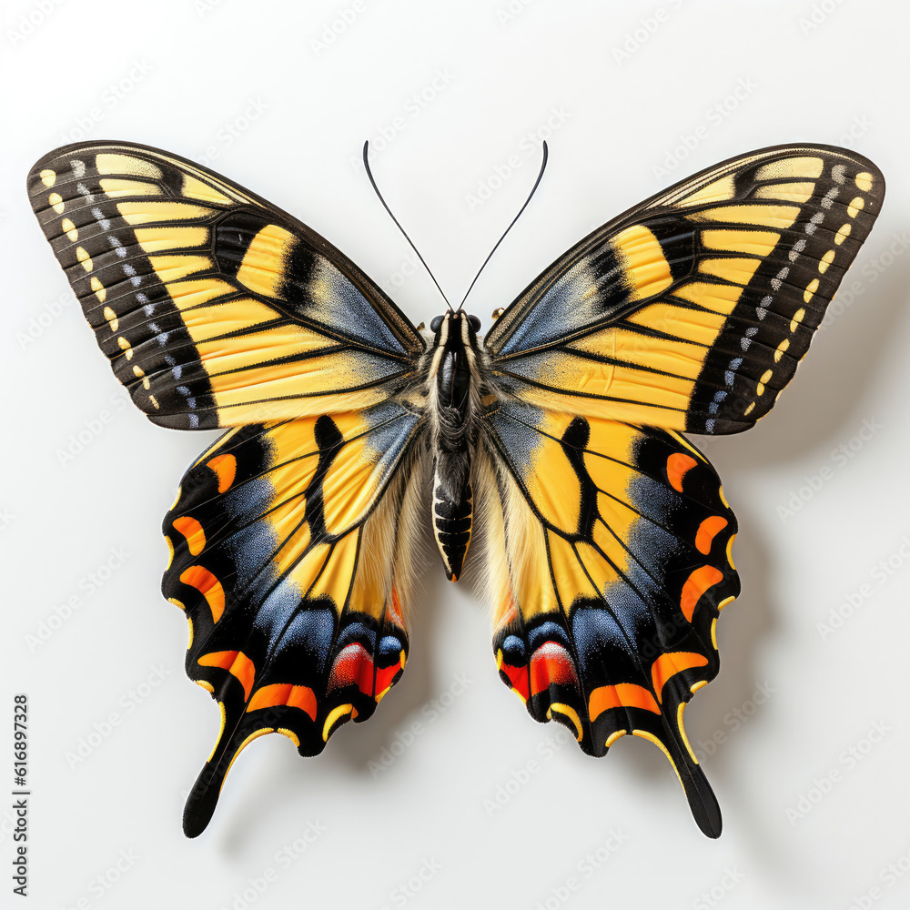 Top-down view of a Tiger Swallowtail Butterfly (Papilio glaucus).