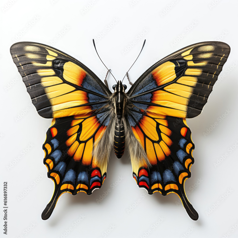 Top-down view of a Tiger Swallowtail Butterfly (Papilio glaucus).