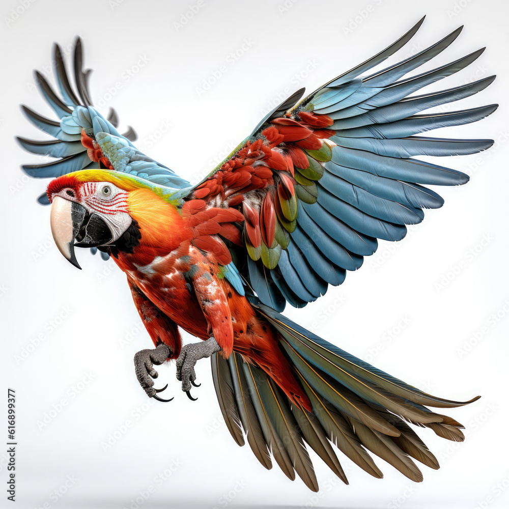 A Colorful Macaw (Ara macao) displaying its vibrant plumage.