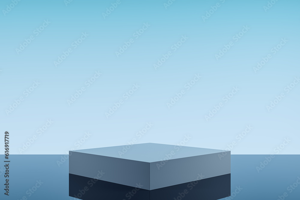 Blank pedestal on light background with mock up place. Product placement concept. 3D Rendering.