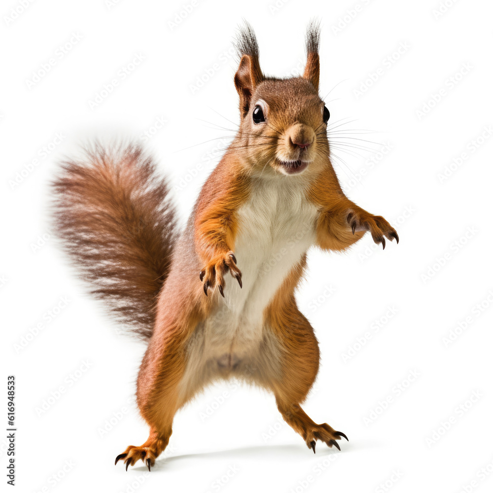 An active Squirrel (Sciurus carolinensis) ready to jump.