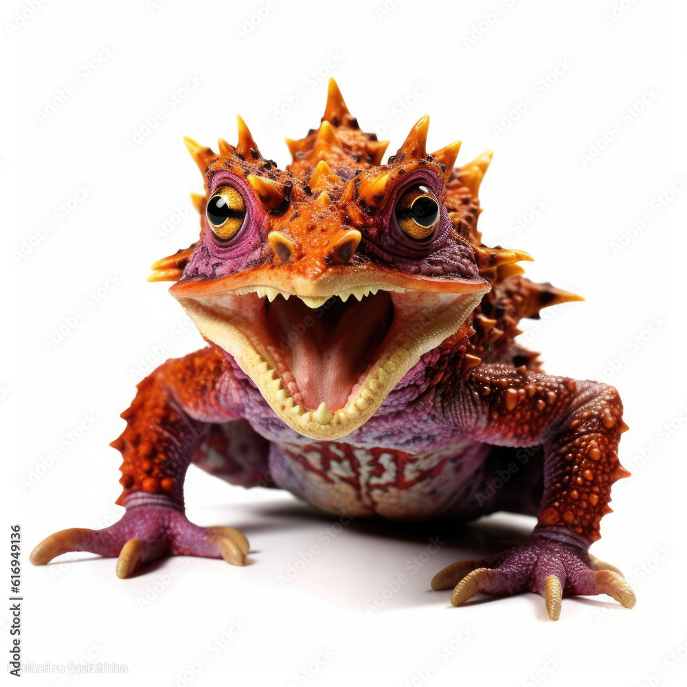 An exotic Horned Frog (Ceratophrys) showing its wide mouth.