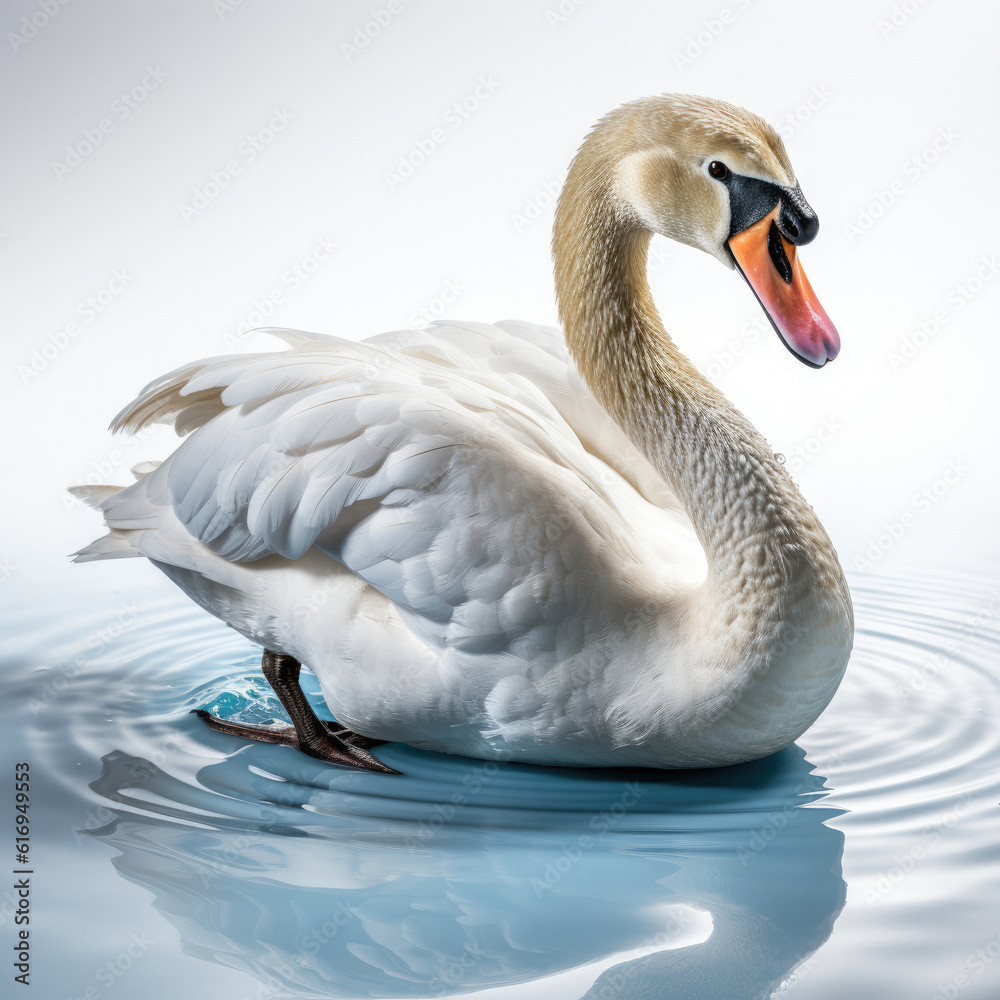 A graceful Swan (Cygnus olor) gliding on calm waters.