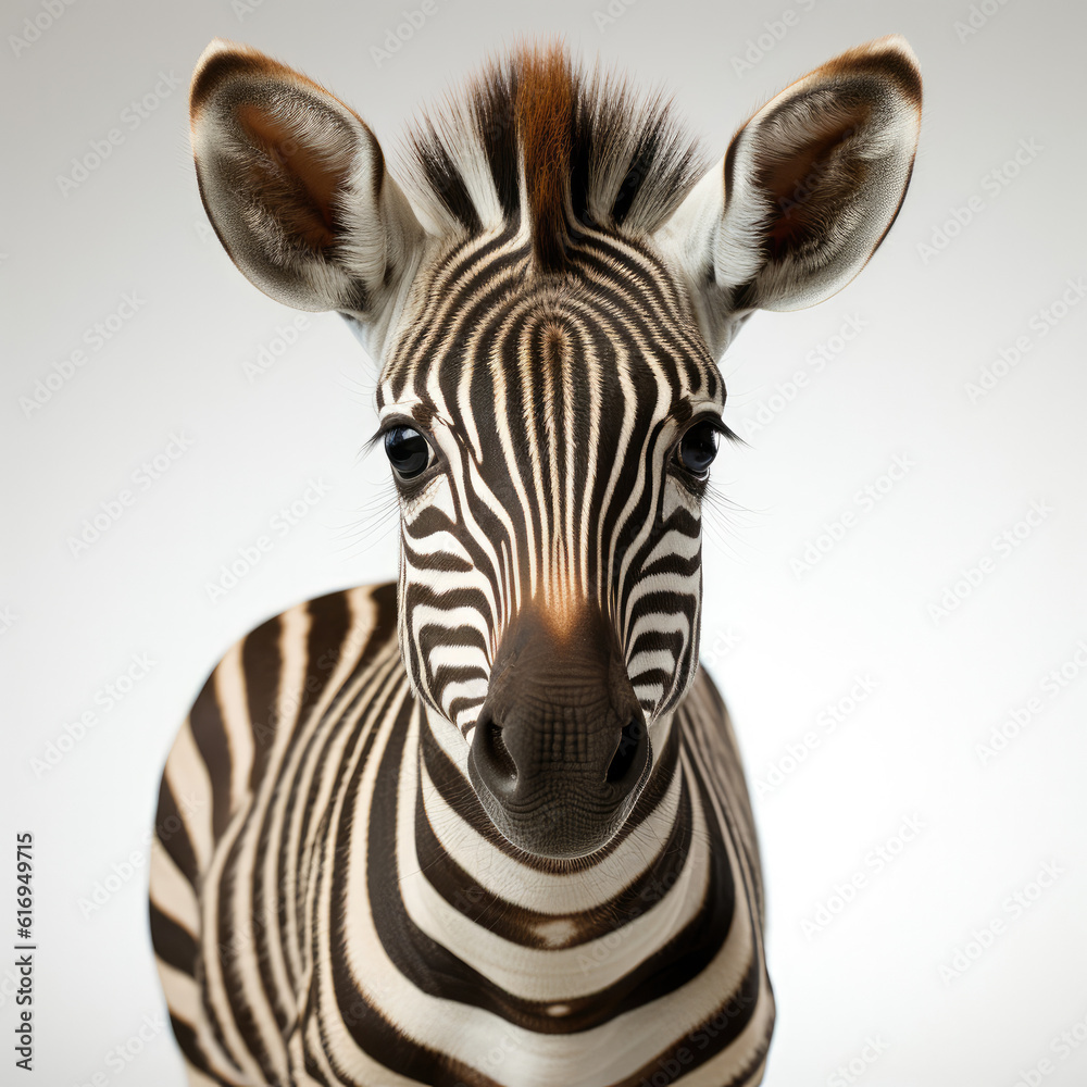 A juvenile Zebra (Equus quagga) with its distinctive black and white stripes.