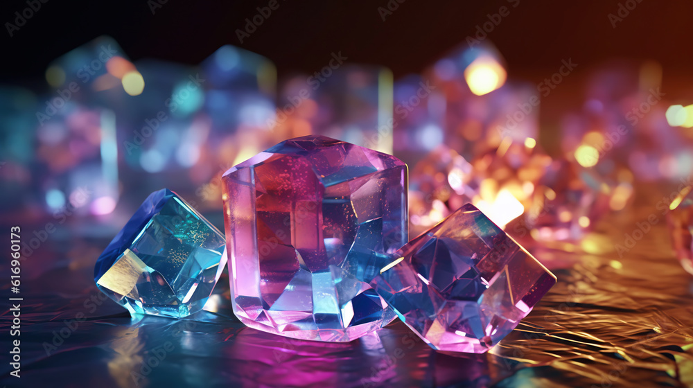 Amazing bright and shiny Fluorite crystal cluster background. Jewel mineral detailed macro. Generati