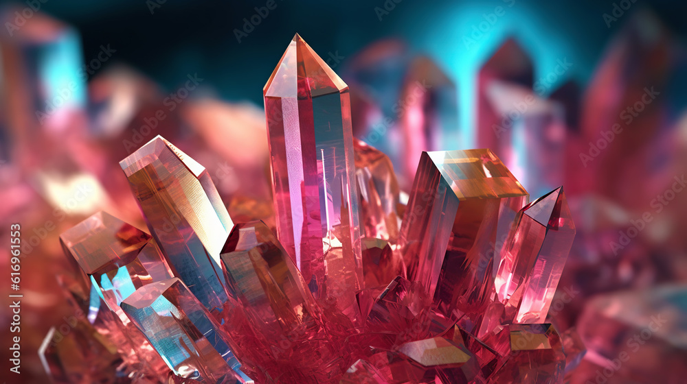 Amazing bright and shiny Burmese Tourmaline crystal cluster background. Jewel mineral detailed macro