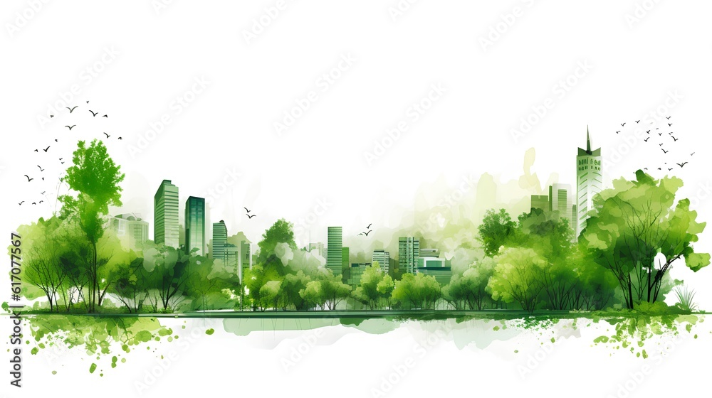 Sustainable urban design project. Green architectural practices aimed at creating eco friendly urban