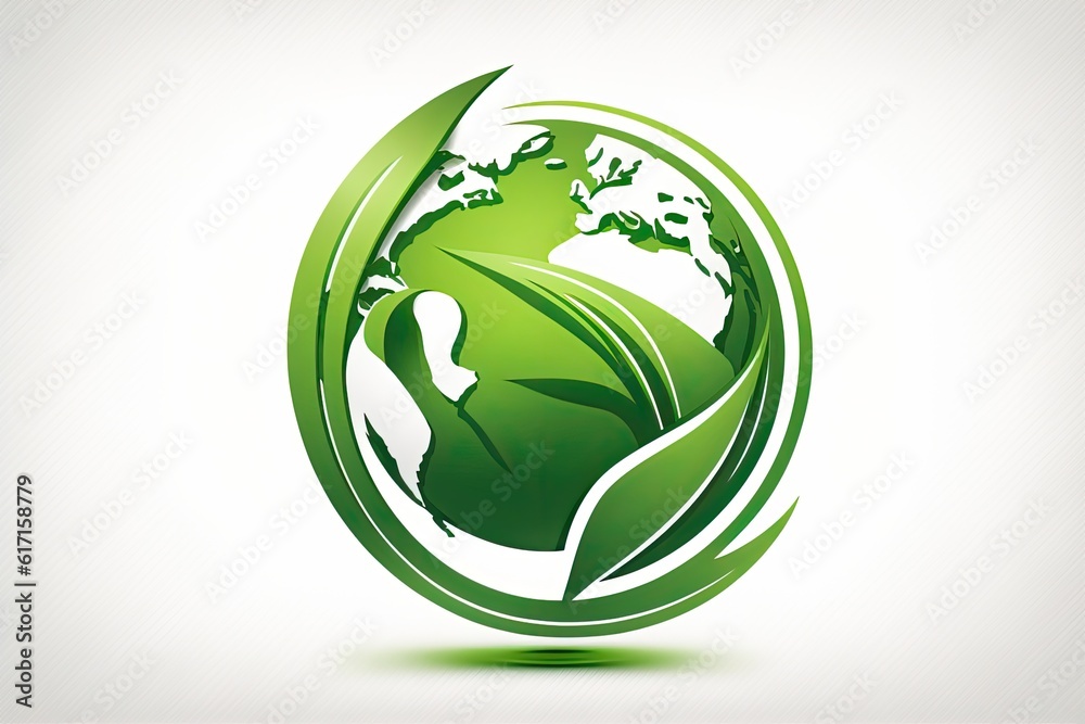 green leaf with the earth in the center, representing eco-friendliness and sustainability. Generativ