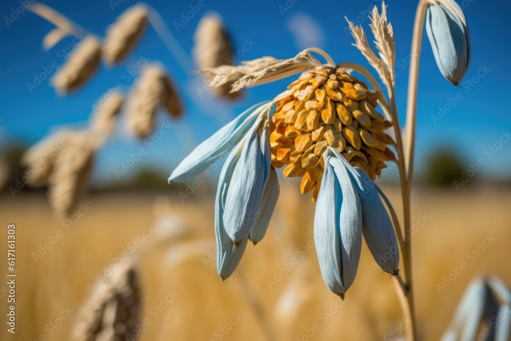 single blooming flower in a colorful field under the bright sun. Generative AI