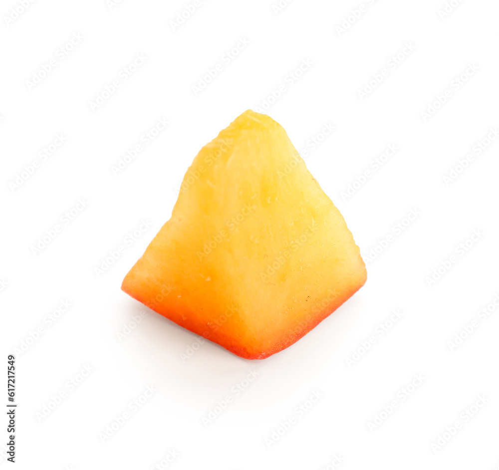 Piece of ripe apricot isolated on white background