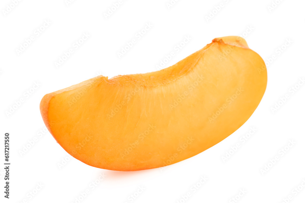 Piece of ripe apricot isolated on white background