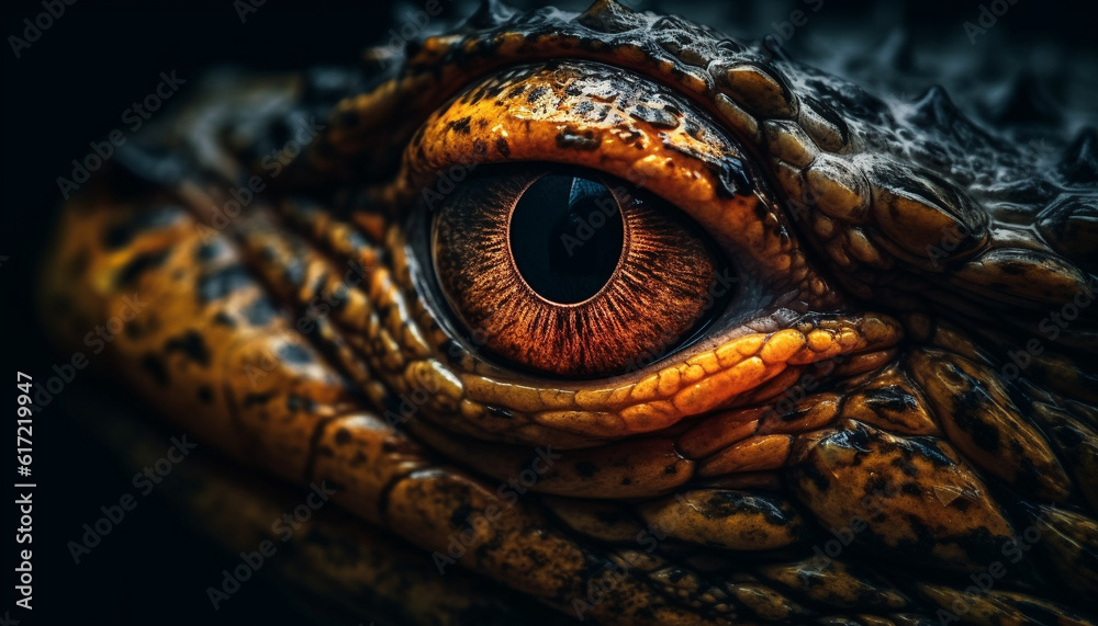 Animal eye looking at camera Close up portrait of crocodile generated by AI