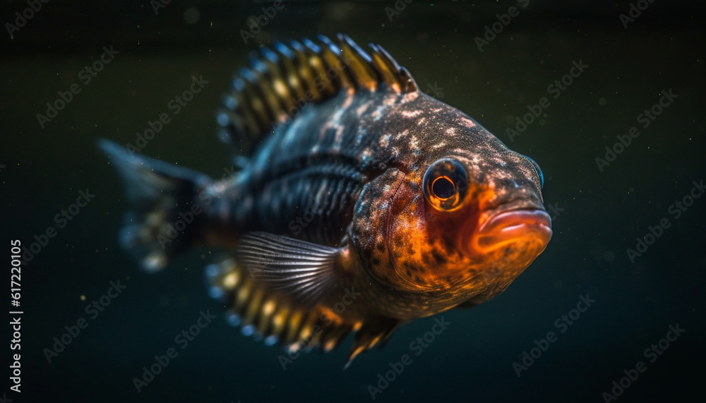 Yellow fish swimming in beautiful blue sea, surrounded by coral generated by AI