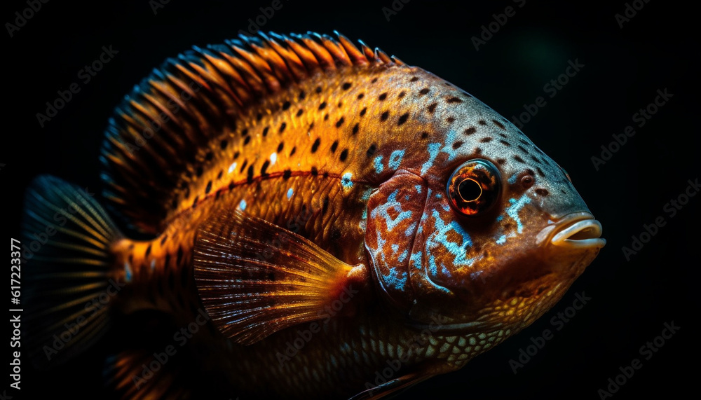 Multi colored fish swimming in tropical reef, beauty in nature generated by AI