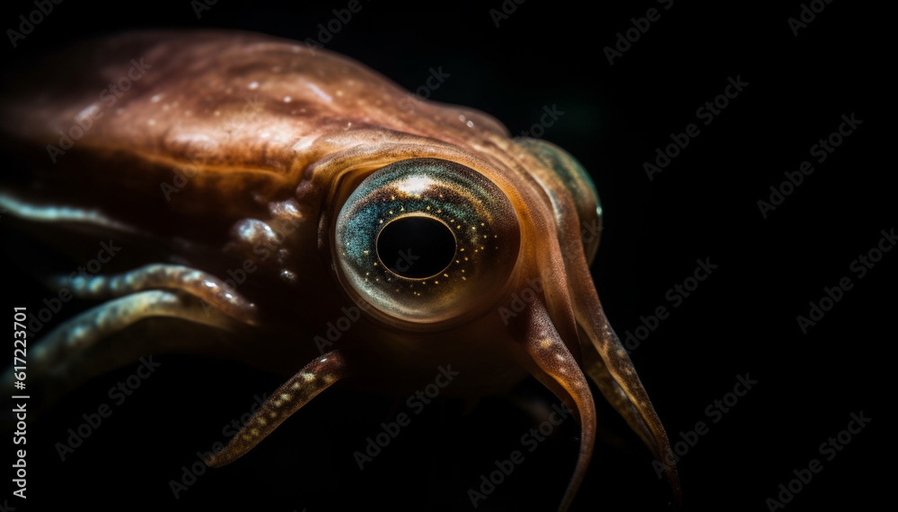 Multi colored crustacean close up portrait showcases natural beauty underwater generated by AI