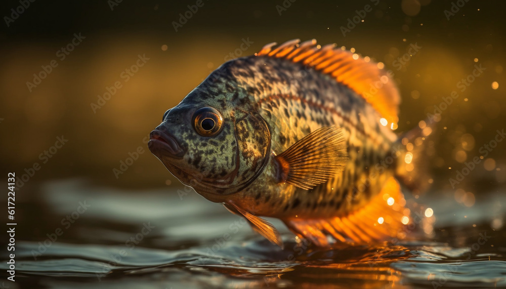 Colorful fish swim in natural beauty of tropical underwater seascape generated by AI