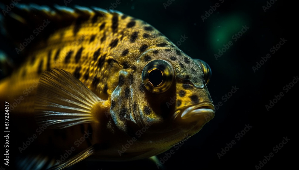 Multi colored tropical fish swimming in a beautiful coral reef generated by AI