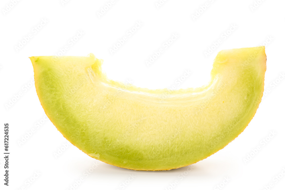 Piece of sweet melon on white background