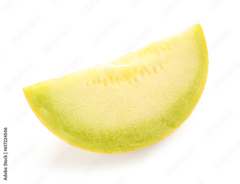 Piece of sweet melon on white background