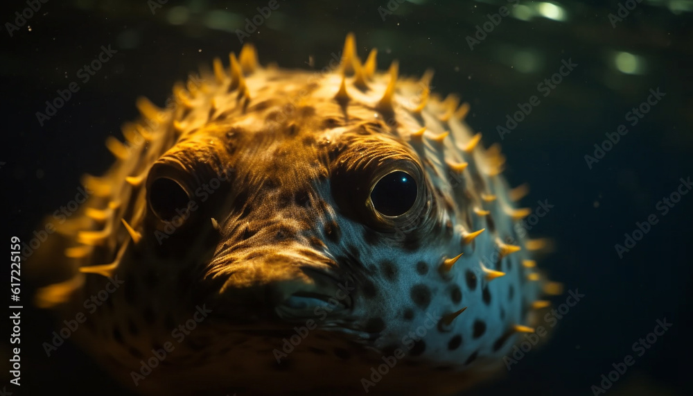 Spotted turtle in motion, cute and in undersea beauty generated by AI