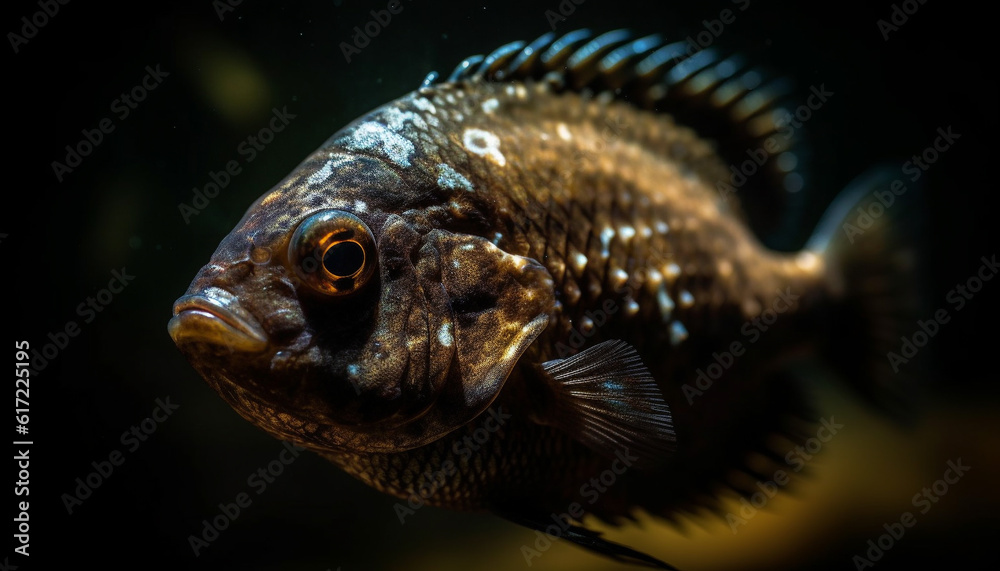 Multi colored fish in tropical reef, close up beauty in nature generated by AI