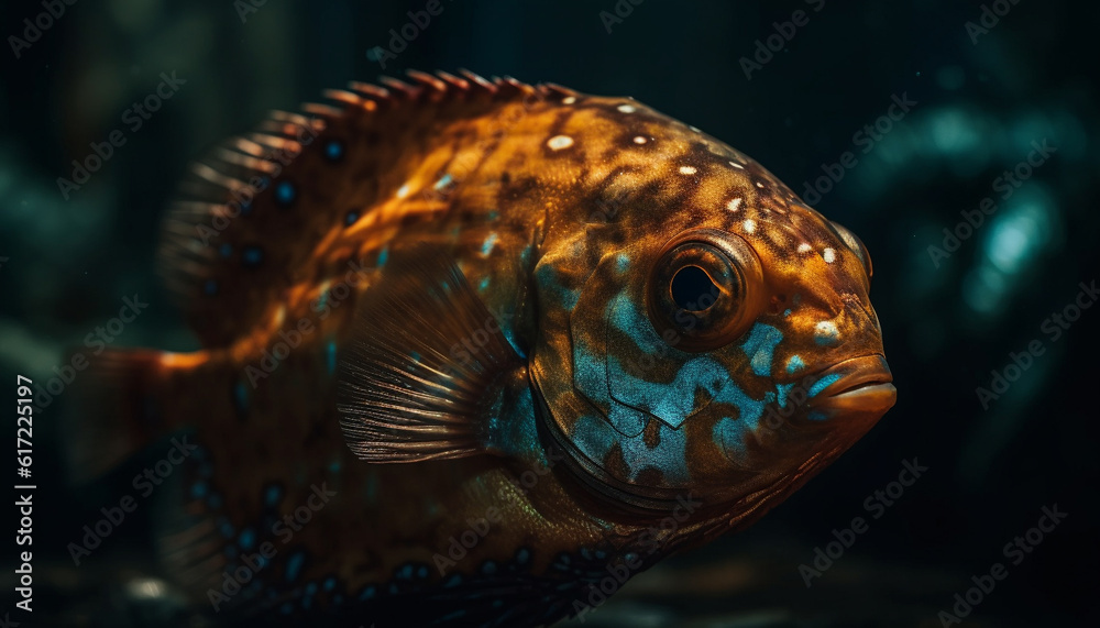 Cute clown fish swimming in beautiful coral reef underwater scenery generated by AI